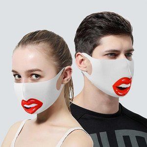 50/$240 Red Lips Face Mask White Wholesale